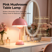 Lampe de table en métal en forme de champignon rose, lampe de bureau moderne à abat-jour en forme de dôme, lampe de chevet décorative pour chambre à coucher, salon, chambre d'enfant
