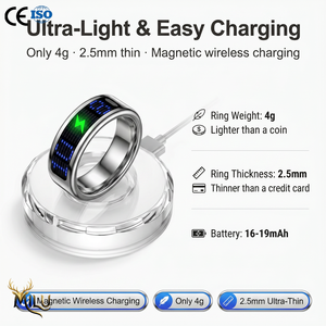 Bague connectée avec écran LED, moniteur de fréquence cardiaque, d'oxygène sanguin et de sommeil, contrôle de caméra à distance, suivi de la santé et du fitness, portable - Product Image 6