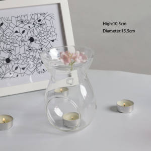 حامل شموع ومعطر زيتي زجاجي بورسليكات مقاوم للحرارة بتصميم آرت ديكو للبيع بالجملة مباشر من المصنع - Product Image 4