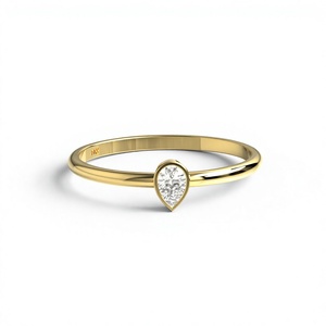 Luxury 18K Gold Plated Pear Diamond <b>Ring</b> Bezel Set Teardrop Solitaire <b>Ring</b> Dainty Promise <b>Ring</b> Minimalist <b>Stacking</b> Band Jewelry - Product Image 1
