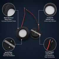 Projecteur LED encastré 12V ECE R10 3W, 3 températures de couleur (3000K, 4000K, 6500K) avec fixation par clip à ressort pour camping-car, fourgonnette, camion, bateau, blanc