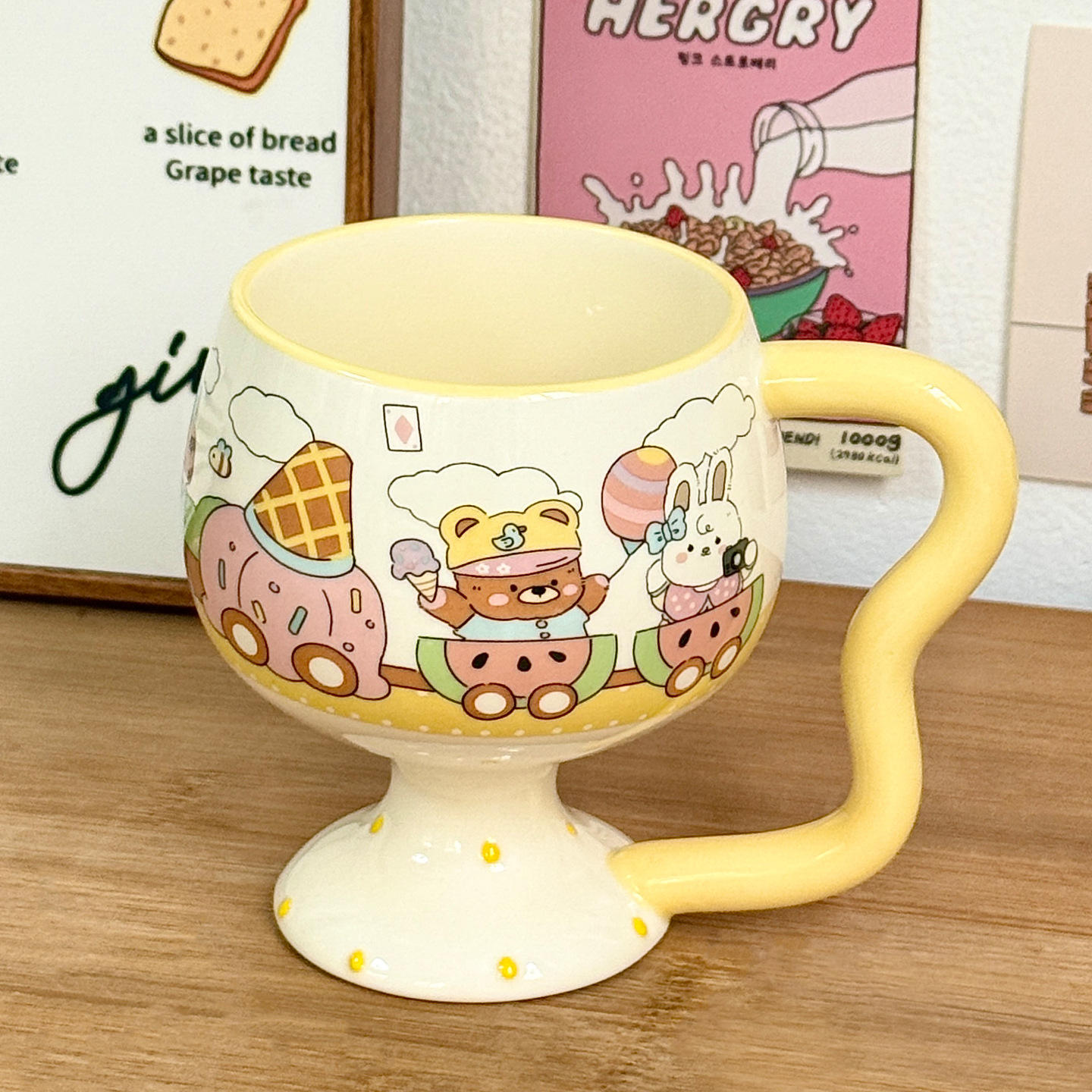 [แก้วเดี่ยว] แก้วไวน์แดงน่ารัก - สีเหลืองอ่อน