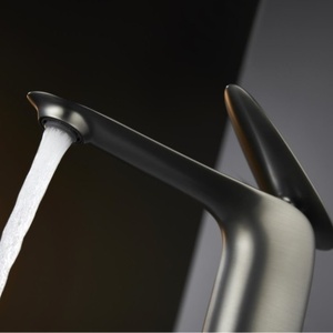 Robinet de lavabo en cuivre et céramique, monocommande eau froide et chaude, design moderne et minimaliste, à poser sur le plan, pour salle de bain, monotrou FL-620, entièrement en cuivre - Product Image 1