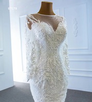 LUXURY Robe de mariée boule de sirène ivoire Crystal Pear Bead Lace Wedding Dress Detachable Train for Women Ball Gown