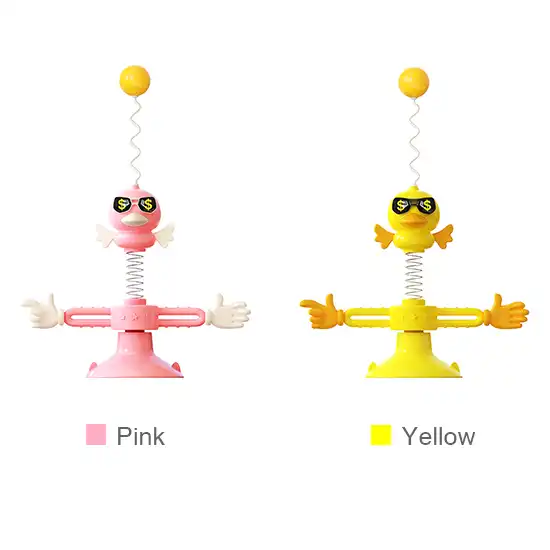 Pet Life 'Windmill' Rotating Suction Cup Spinning Cat Toy - Yellow