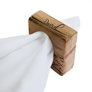 Personalized Bamboo Napkin <b>Ring</b> Square Wooden Table Decor Custom <b>Name</b> Engraved Dinner Napkin Holder for Wedding - Product Image 1
