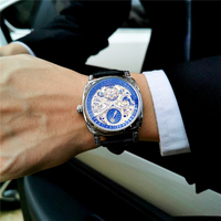 Montre automatique de luxe pour homme, de haute qualité, avec fond transparent squelette, phases de lune lumineuses, montre mécanique décontractée et professionnelle