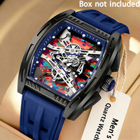 Montre à quartz pour homme avec boîtier en alliage creux de 38 mm, cadran à aiguilles, boîtier de 10 mm, montre de sport avec bracelet en silicone coloré