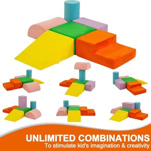 6 Pieces Colorful Soft Foam Climbing Blocks Play Gym Set For <b>Toddlers</b> Indoor Plush Safety Steps With Ramp And Platform - Product Image 3
