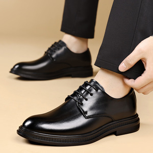 <span class=keywords><strong>Scarpe</strong></span> in Pelle da <span class=keywords><strong>Uomo</strong></span> Nere <span class=keywords><strong>con</strong></span> Tacco Nascosto, Allacciatura Formale <span class=keywords><strong>per</strong></span> Business, Taglie Grandi 47 48 - Product Image 1