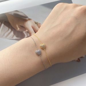 Bracelet cœur mignon et délicat en argent sterling 925 hypoallergénique plaqué or 18 carats avec zircone cubique 5A pour femmes, Dylam - Product Image 3