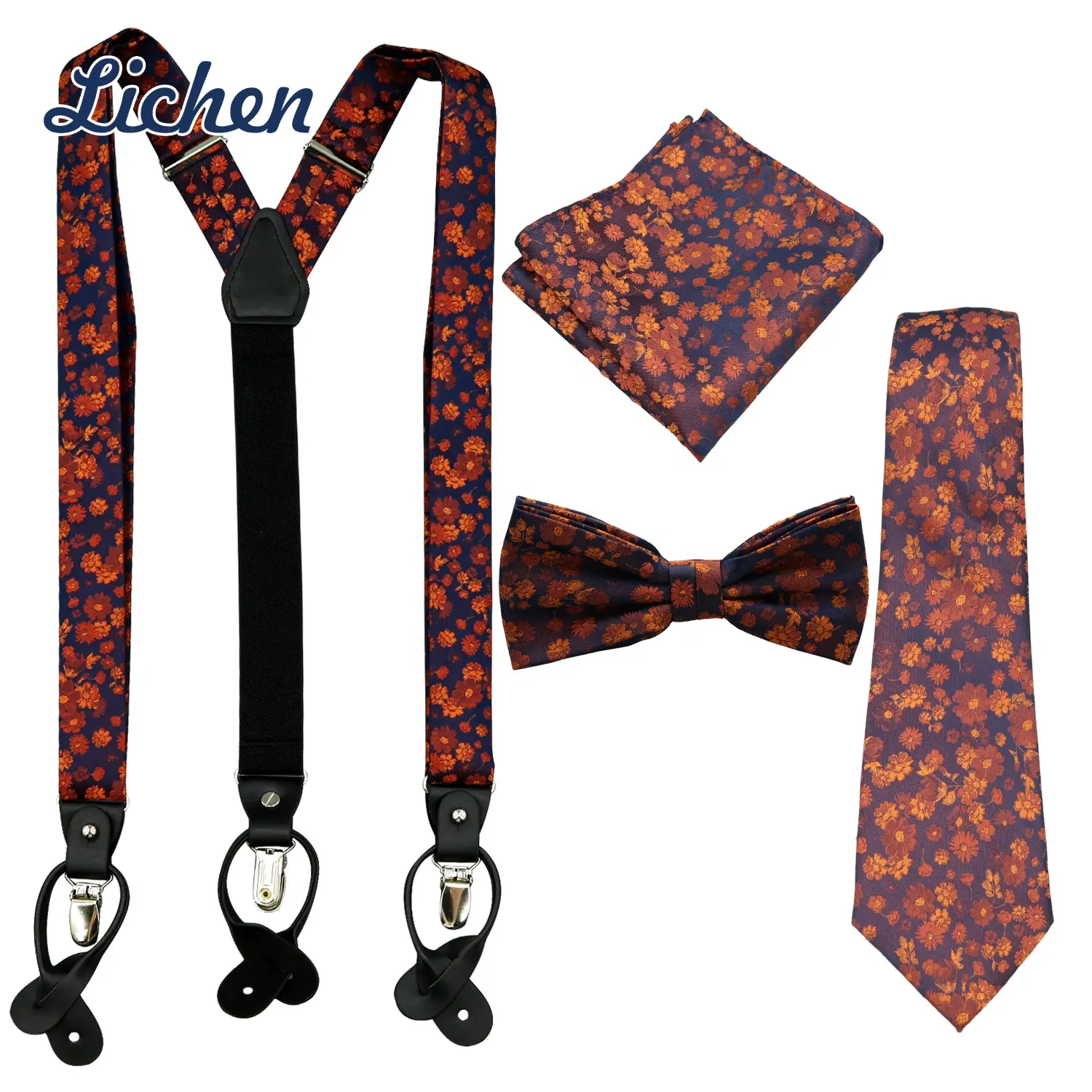 ربطة عنق رجالية فاخرة كلاسيكية أنيقة أنيقة ، حمالة وتعليقات