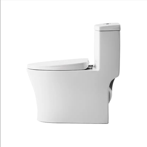 Baño de Hotel moderno, inodoro de cerámica sin montura, alargado cuenco de una pieza, drenaje de trampa en S de doble descarga, sanitario elegante montado en el suelo - Product Image 5