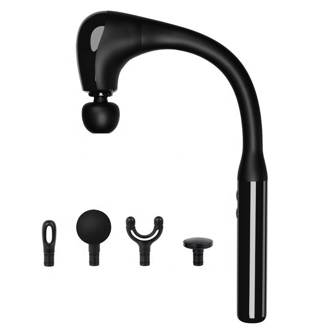 OEM Deep Tissue Electric Massage Gun with Long Handle 5 Speed Levels & 4 Massage Heads-Professional Body Massager