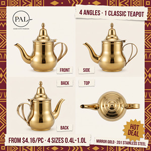 Gold Stainless Steel <strong>Kettle</strong> 0.4L-1L Eco-Friendly Lightweight Universal Stove Compatibility Sealed Lid Pull Handle Smooth Pour - Product Image 2