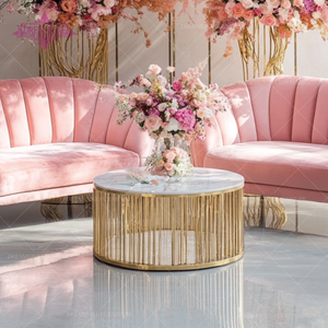 Table basse nordique moderne de luxe en dalle de roche avec base en métal pour le salon ou le restaurant, le bar et le café. - Product Image 3