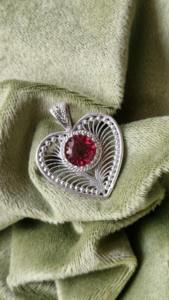 Colgante de corazón de turmalina rosa, regalo de joyería curativa de Plata de Ley 925 para ella - Product Image 4