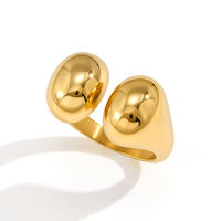 Bague ouverte en acier inoxydable argenté BinShuo, design bombé audacieux, étanche, minimaliste, bijou statement massif pour femme