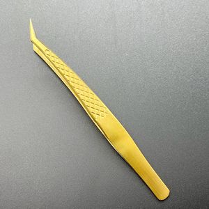 แหนบต่อขนตาปลายหยัก 90 องศา ทำจากสแตนเลสสีทอง ขนาด 10 มม. สำหรับต่อขนตา - Product Image 3