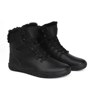 Chaussures de mise à la terre sans lacet randonnée neige pieds nus hommes bottes hiver pieds nus chaussures en cuir minimalistes bottes