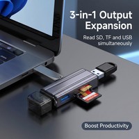 Lecteur de cartes multifonction 6 en 1 USB 3.0/Micro/TYPE-C OTG, lecteur de carte mémoire U Disk Tf/Sd pour adaptateur téléphone ordinateur portable