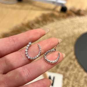 Dylam Classic Design Fine 925 Sterling <b>Silver</b> Sparkle D Color VVS1 Moissanite Stones U-shaped <b>Stud</b> Earrings for Women - Product Image 3