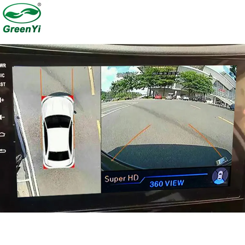GreenYi 1080P 2D 360 תואר מבט ציפור פנורמה מערכת עם 4 טלוויזיה במעגל סגור מצלמות, רכב חניה מבט היקפי וידאו מקליט DVR צג