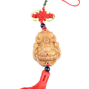 Colgante de Buda Maitreya de madera de durazno, adorno para coche, decoración para espejo retrovisor, versión marrón, regalo artesanal grabado para hombres y mujeres - Product Image 4