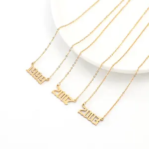 S925 kalung Choker ulang tahun mahkota 1980-2019 liontin kalung nomor Boho perhiasan untuk wanita anak perempuan hadiah terbaik