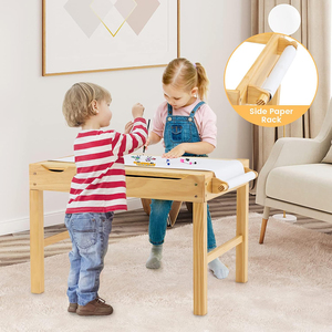 Table Montessori pour enfants 2 en 1, table d'activités en bois pour tout-petits avec plateau convertible pour blocs de construction - Product Image 2