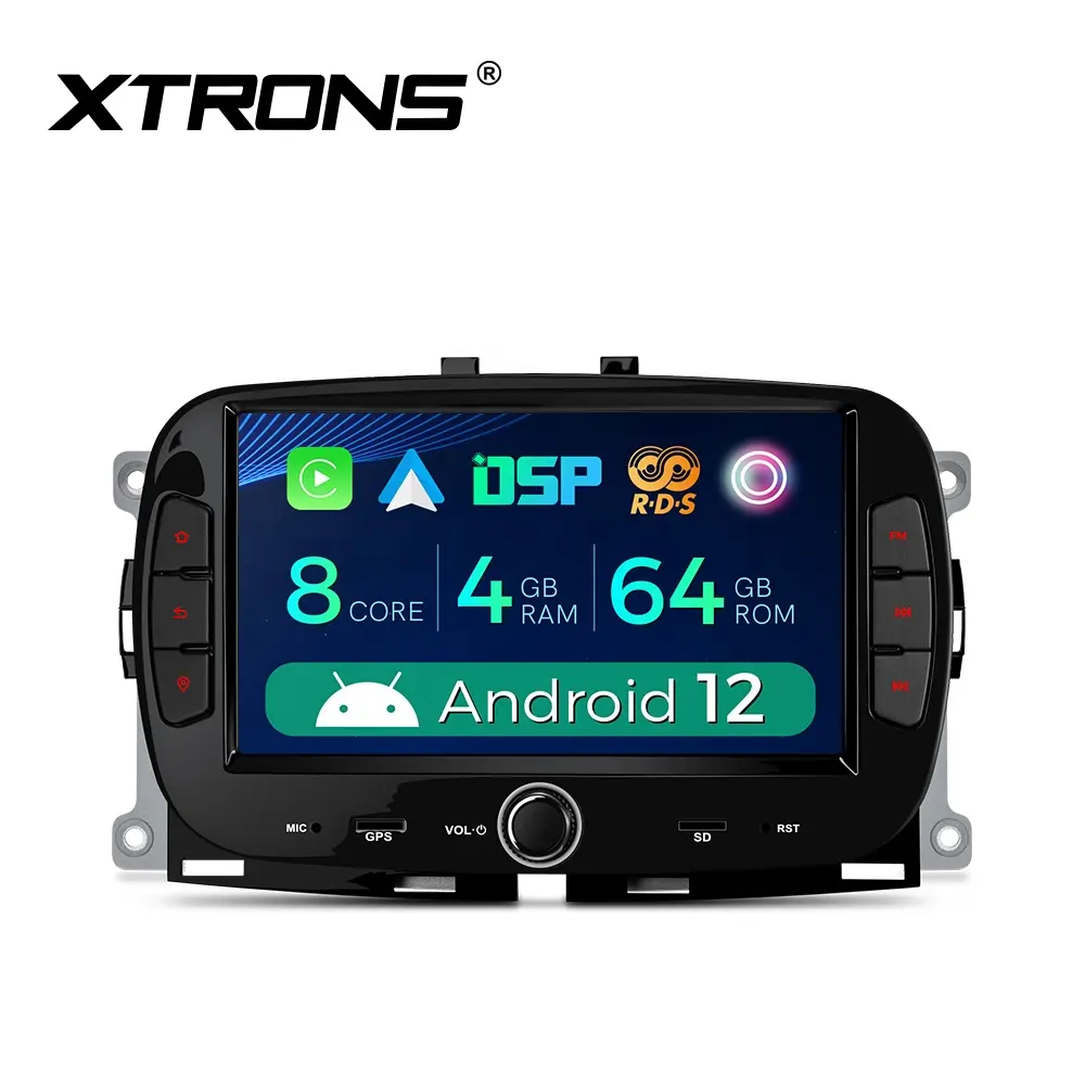 XTRONS 7 Inch Car Stereo For Fiat 500 2016-2020 Android 12 8Core 4+64GB With Carplay DSP Android Auto Radio GPS Navigation