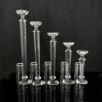 Ensemble de 5 bougeoirs en verre cristal hauts pour la décoration de table de mariage MH-TZ0792