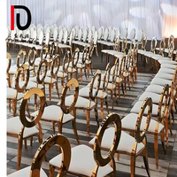 Chaises dorées de luxe à dossier en O pour réceptions de mariage, événements extérieurs, banquets et fêtes