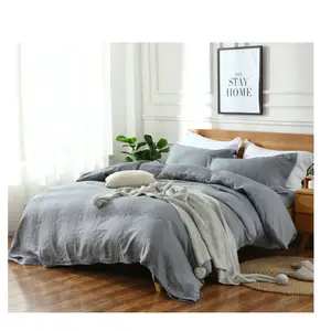 100% Pure French Linen Duvet cover fitted sheet Sets 4 piece Linen bed sets