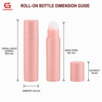 Flacon roll-on vide en PP rose mat personnalisé pour crème contour des yeux, huile parfumée, senteurs de créateur, déodorant en plastique avec bille roulante