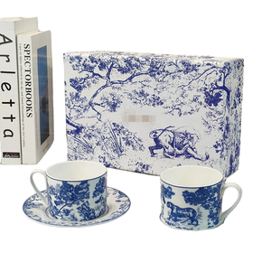 Cup Saucer Set Bone Porcelain Luxury Logo Afternoon Tea Tableware for Coffee Party Ceramic Material Promotional Gifts