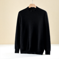 Pull en cachemire 100 % tricoté pour homme, col semi-montant, chaud, respirant, motif uni, 300g, collection automne-hiver, incontournable et tendance