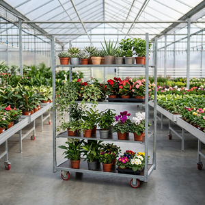 <span class=keywords><strong>Chariot</strong></span> <span class=keywords><strong>danois</strong></span> de serre en métal pour horticulture, <span class=keywords><strong>chariot</strong></span> à fleurs avec étagères réglables, <span class=keywords><strong>chariot</strong></span> de transport mobile pour plantes pour pépinière et ferme - Product Image 3