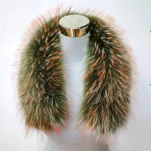 自然色女式领暖围巾包裹大尺寸浣熊毛领冬季外套
