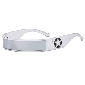 Shield Sunglasses <b>Mirror</b> Lenses UV400 Punk Style Unisex Adult Parties Fashion <b>Star</b> Design - Product Image 3