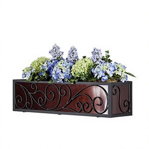 Forma rectangular con ventana de acabado antiguo rústico, maceta decorativa, soporte de maceta de alta calidad de hierro y Metal - Product Image 1
