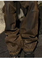 Costume en jean décontracté slim fit pour homme sur mesure |   Veste en jean marron grande taille |   Logo disponible