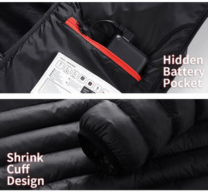 Custom Canvas Letter Pattern Men's <b>Heated</b> <b>USB</b> Windproof Winter Hooded Puffer Jacket - Product Image 5