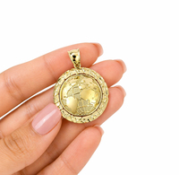 Pendentif Hip Hop Carte du Monde Rond Style Fashion pour Souvenir de Vacances Rétro
