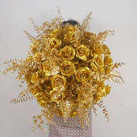 Boule de roses artificielles dorées pour décorations de mariage, arrangements de cérémonie, centres de table pour allée centrale