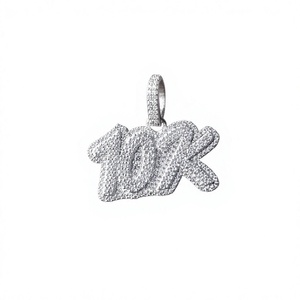 Pendentif Thème 10K avec Strass Micro-Pavé en Alliage Plaqué Argent 925, Breloque Hip-Hop, Bijou Unisexe, Cadeau - Product Image 1