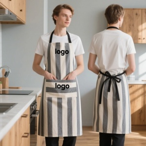 Delantal de Cocina Personalizado 100% Algodón Denim con Bolsillo, Negro con Rayas de Colores, para Cocinar, Hornear y Limpiar - Product Image 5