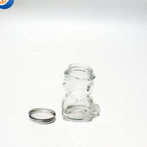 Vente en gros de pots en verre en forme d'ours en peluche de différentes tailles, pots en verre pour miel, bonbons, chocolat avec couvercle à oreilles - Product Image 2