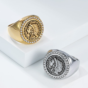 Vintage Punk vikingo hombres joyería con incrustaciones de circón joyería impermeable lujo oro Signet diamante anillo personalizado 316L - Product Image 3