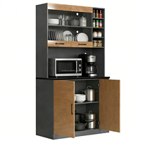 Buffet de cuisine moderne en bois multifonctionnel, armoire de rangement autonome, buffet, armoire de présentation, vitrine à 4 portes